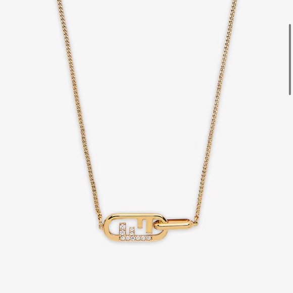Fendi O’Lock Gold Rhinestone Necklace - Picture 2 of 5